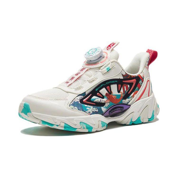 Anta Kids Honghu 3.0 Trendy Comfortable Versatile Shock Absorbing Wear Resistant Casual Shoes Kids Casual Shoes White Blue 312338808-9