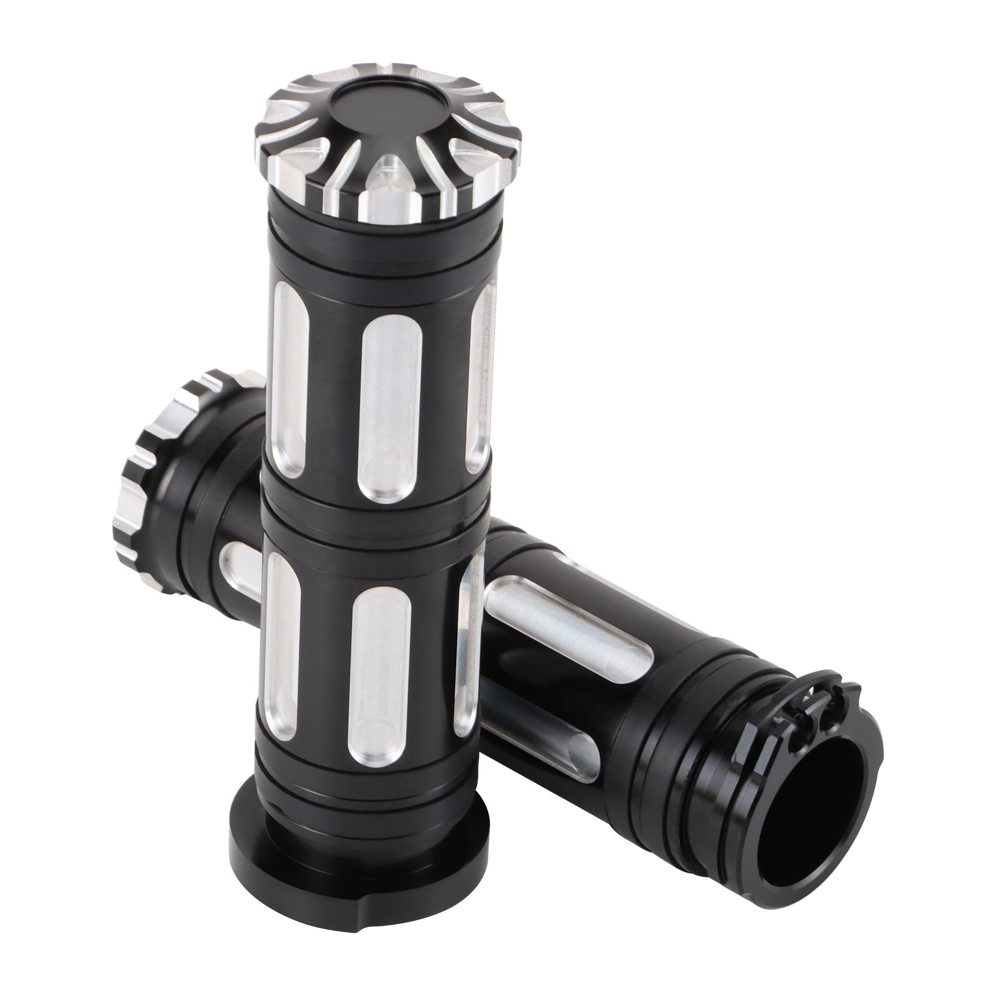 GOOFIT CNC Aluminum Alloy Motorcycle Hand Grips Black Handlebar Grips Replacement for Honda Yamaha Kawasaki Scooter ATV H388-075