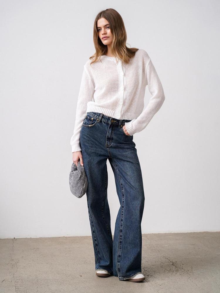 Solid Colour Simple Knitted Cardigan Autumn Lazy Versatile Casual Round-neck Jumper Women Blend Comfortable Versatile Undercoat Long Sleeves Sweater