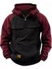 European-American Raglan Sleeve Half-Zip Men's Multi-Pocket Workwear Hoodie