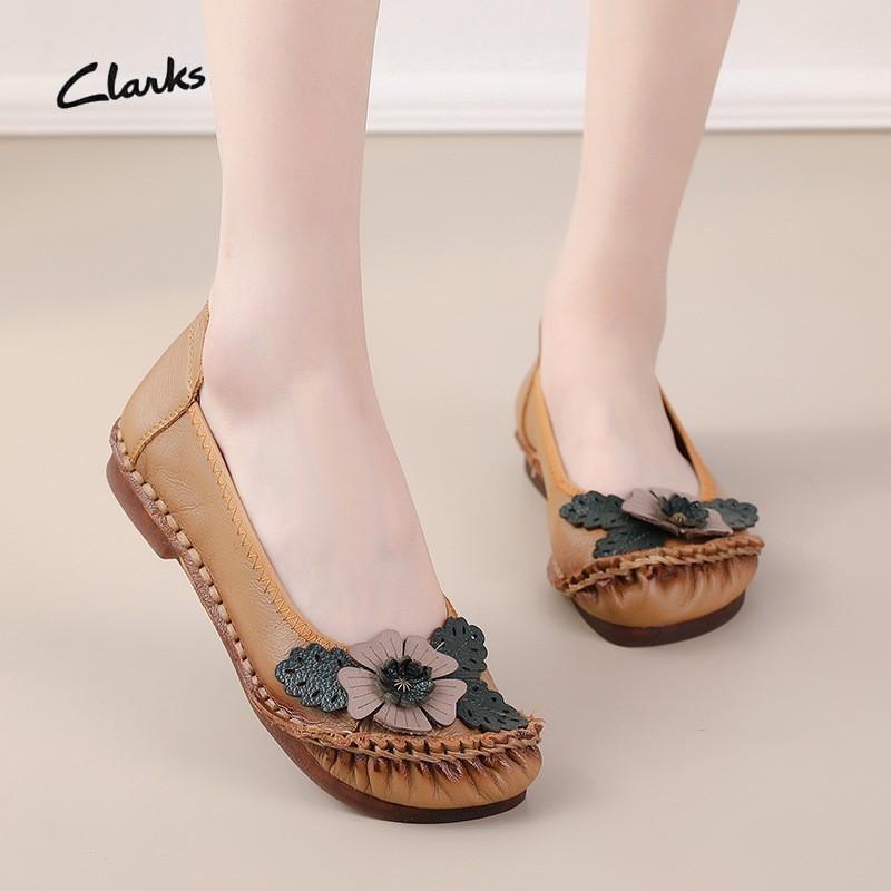 Summer New Leather Flower Single Shoes Beef Tendon Sole Casual Flat Women's Shoes