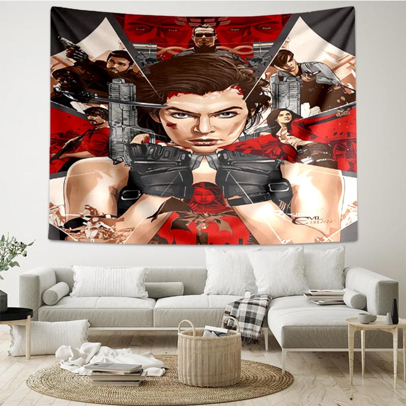 Resident-Evil Print Tapestry, Backdrop, Easy Setup, Ideal for Bedroom, Office & Living Room, with Aesthetic Wall Hanging Decor.