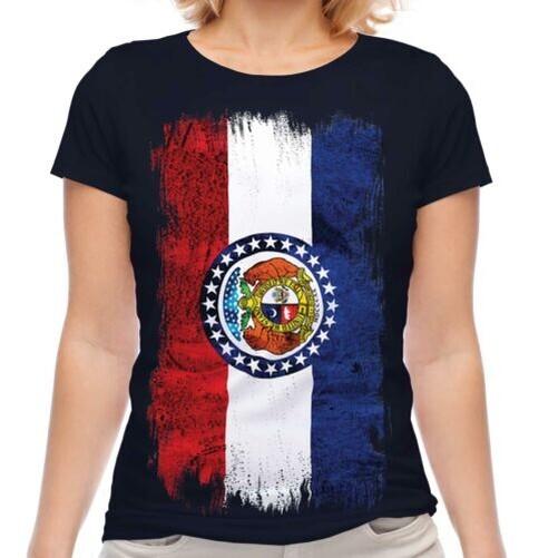 

Missouri State Flag Grunge Women T-Shirt Missourian T-Shirt M