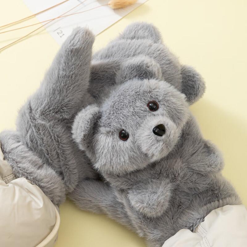 

LCsanyp Женские милые мультяшные плюшевые зимние варежки с медведем One Size