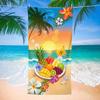 Telo da Spiaggia con Stampa Tramonto Estivo, Cappello di Paglia, Motivo Floreale Tropicale, Asciugatura Rapida, Senza Sabbia, Assorbente, Morbido, per la Vacanza