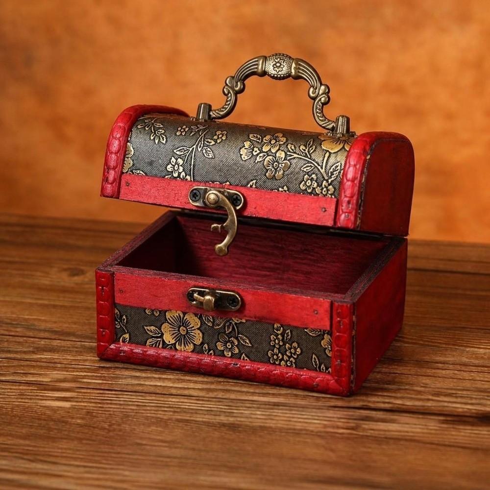 Small Size Wooden Jewelry Box Classical Keepsake Case Retro Trinket Chest Cosmetics Sorting