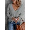 Autumn and Winter Fashion New Style Gray Cotton V-neck Long-sleeved Tassel Ripped Sweater, Casual Loose Blue Ladies Pullover Sweater  Top AL6101