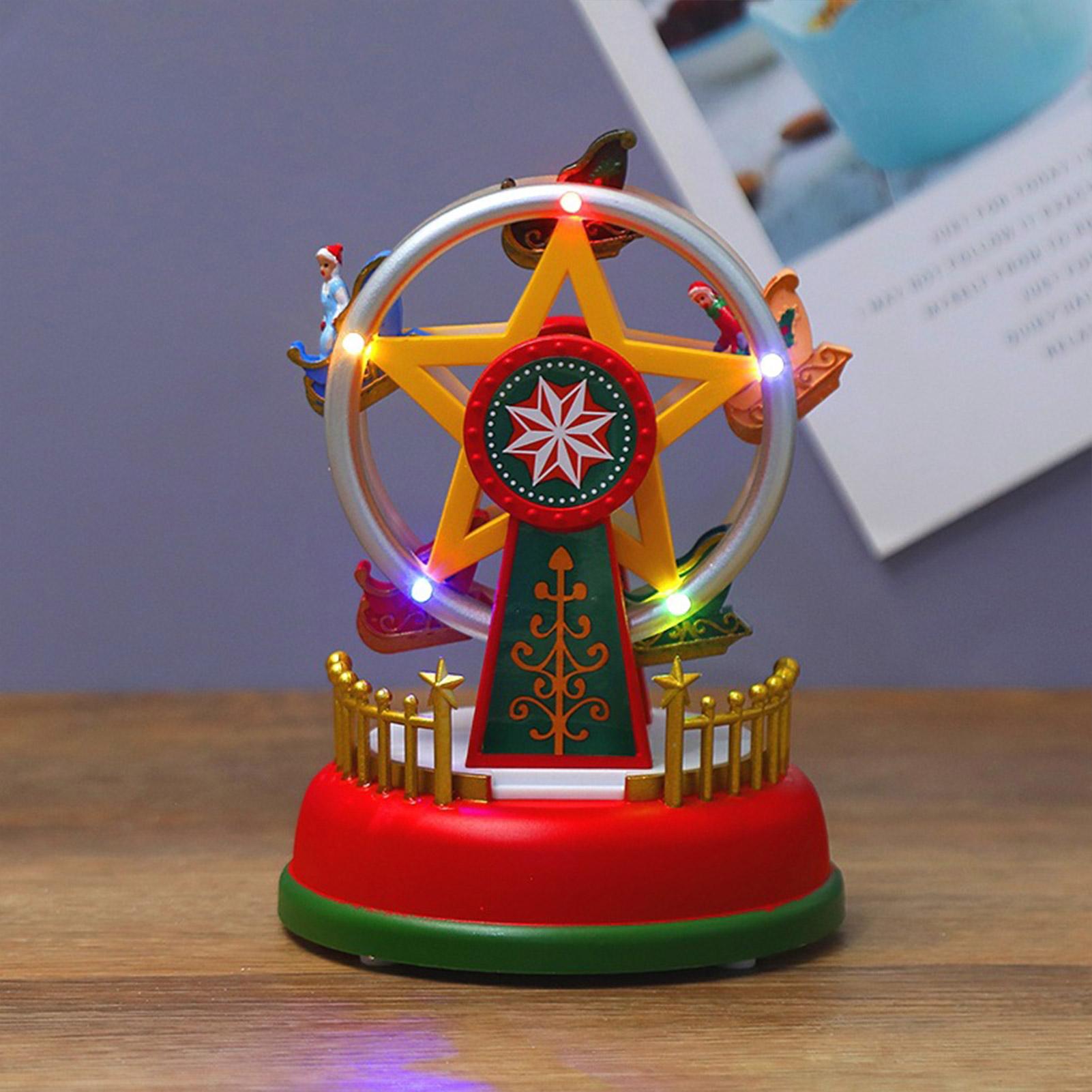 Niedliche Beleuchtung Weihnachtskarussells Dekoration Weihnachten leuchtende Musikkarussells Riesenrad Geschenk für Weihnachtsdekoration Zubehör