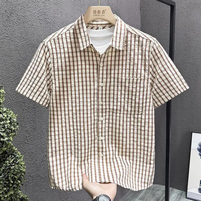 Heren Ruitjes Korte Mouw Nep Twee Delig Shirt Retro Casual Dagelijks Topje