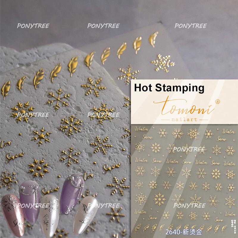 Silver White Snowflake Rhinestone Star Love Lace Winter Chic Snow Shiny Chic Delicate 5D Nail Art Stickers Manicure Decals