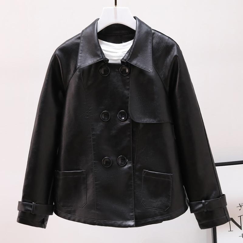 

Кожаная куртка женская новая модная короткая мотоциклетная куртка топы на февраль и август, модный осенний стиль 2XL