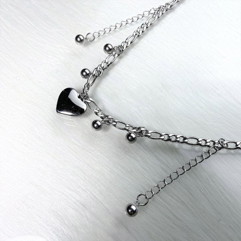 Punk Tassel Heart Pendant Necklace for Women Girls Gothic Sweet Cool Coarse Clavicle Chains Y2k Accessories Jewelry