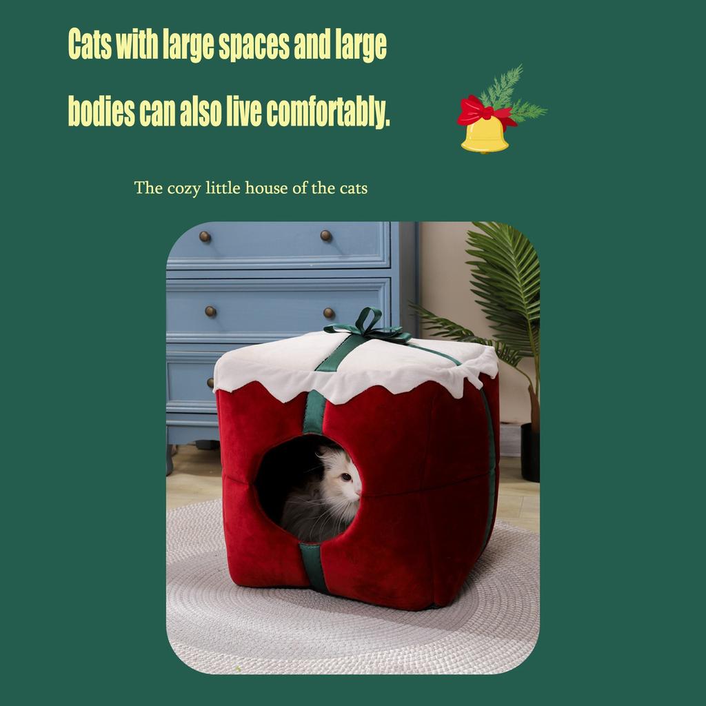 Cats Bed Warm Accessories Christmas Pet Supplies for Winter Dog Mat Products House Houses Habitats Things Goods Accessory Basket