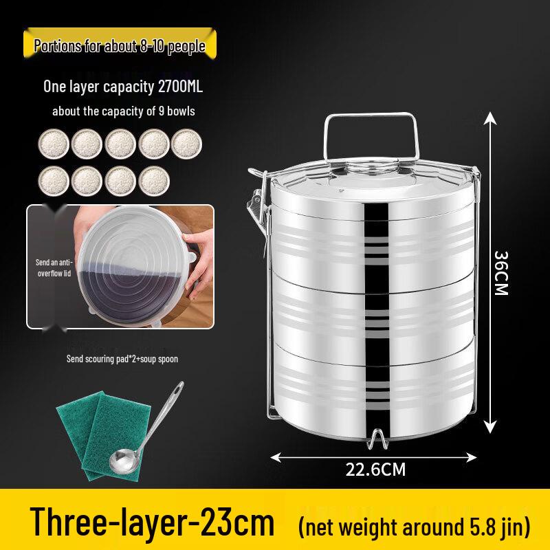 Large Capacity Multi-Layer Stainless Steel Insulated Food Carrier