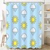 Charming Blue Shower Curtain with Sunny Clouds Design for Bathroom Decoration Easy Install Washable Fabric (Size72x84 inches)