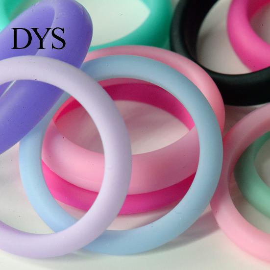 10Pcs Women Fashion Silicone Wedding Band Ring Jewelry Solid Color Party Gift