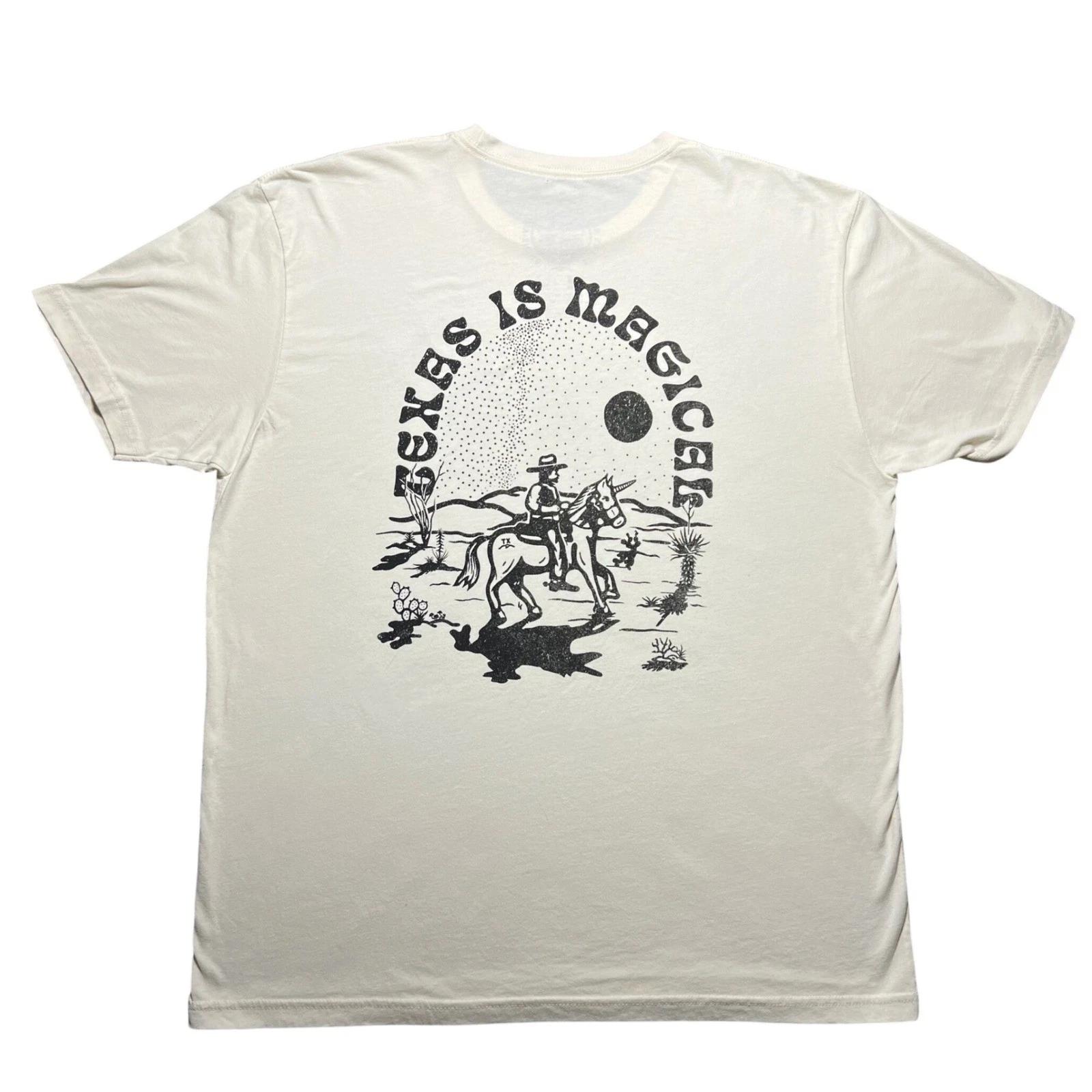 Texas Hill Country Provisions Texas Is Magical Unicorn Mens XL White T Shirt S