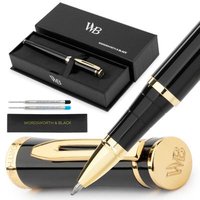 Wordsworth und Black Tintenroller Luxus Stift 24 Karat Gold Schwarze Tinte Geschenk für Männer Professionell Schön Luxus Stift - - Oberfläche, Lack, Mine, Nachfüllbar,