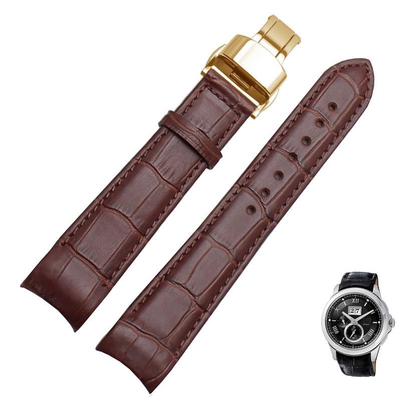 Curved End Men's Watchband for Citizen BL9002-37 05A BT0001-12E 01A Watchstrap Genuine Leather with Butterfly Buckle 20 21 22mm