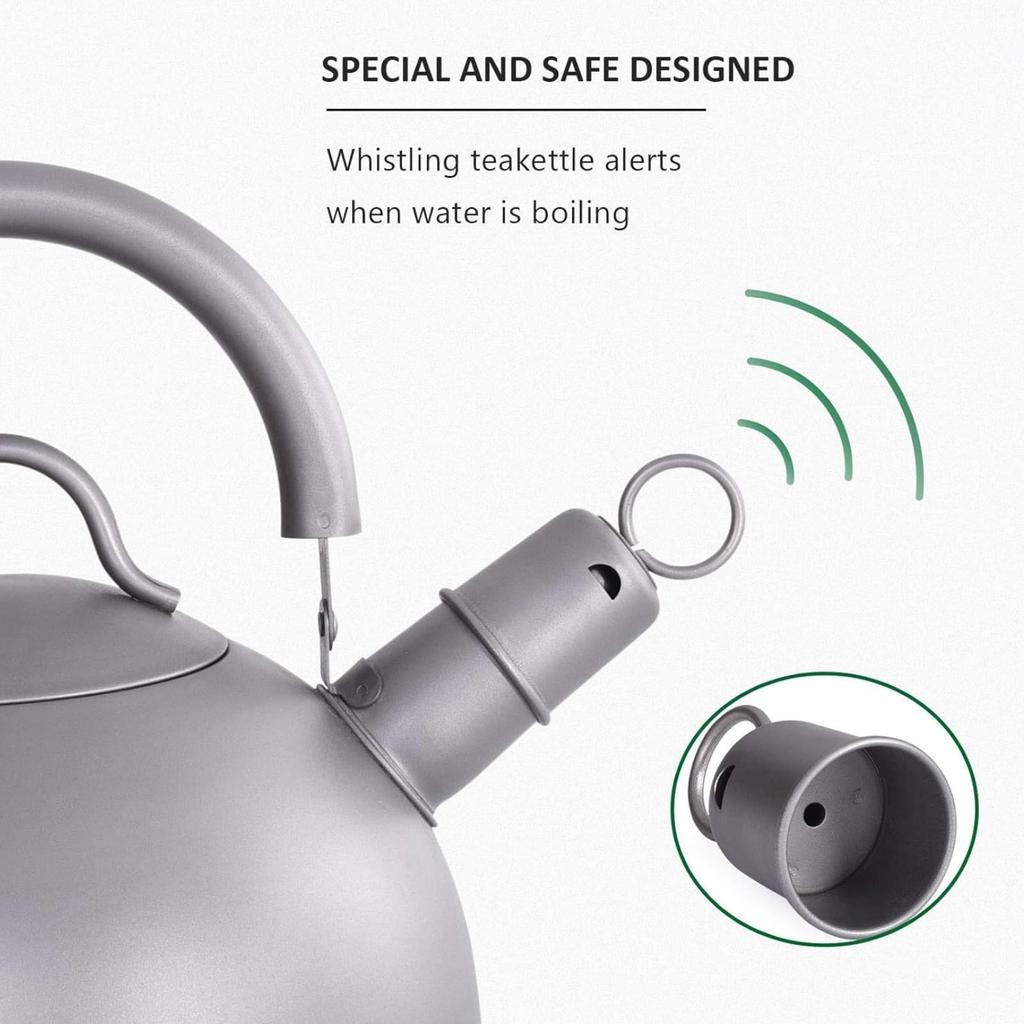 Boundless Voyage Titanium Whistling for Outdoor Camping and Suitable for Direct Large Made of Pure Kettle, Type, 2.0L, BBQ, Flame, Capacity, Titanium,