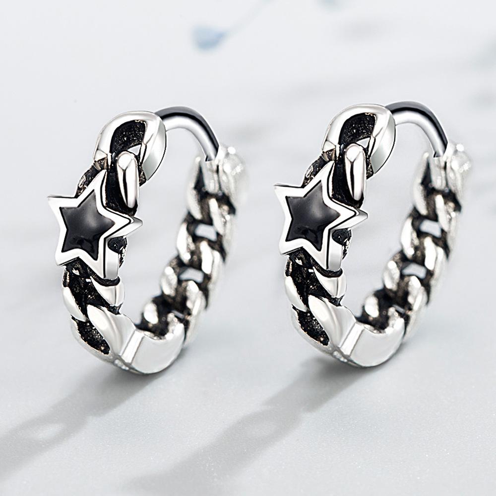 

Star Hollow Five-pointed Star Retro Fashion Girls Popular Earrings срібний