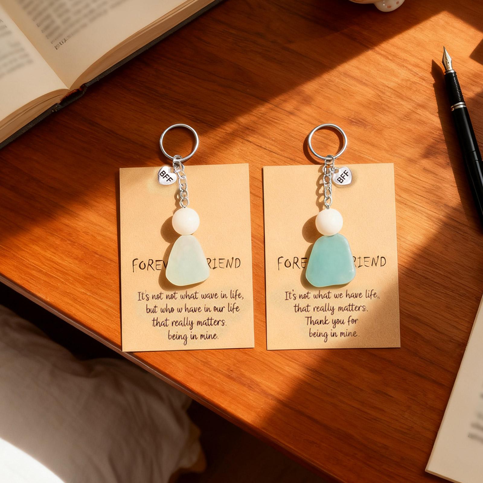 

Брелок из морского стекла, студенческая дружба, подвеска-сердце, украшение для рюкзака, шарм One Size синий