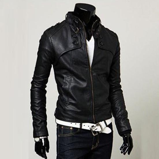 Men Jacket Great Wear-resistant Pockets Coat Faux Leather Autumn Coat Men Coat for Motorcycling