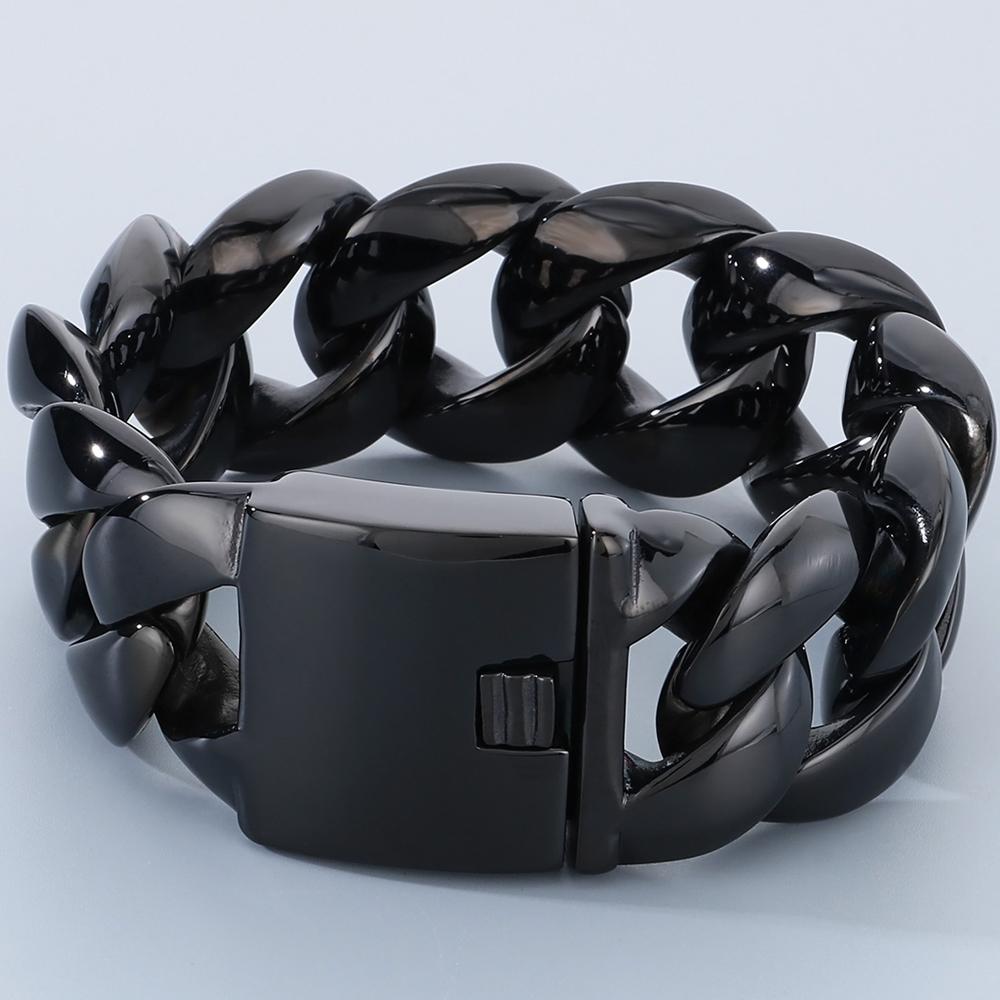 Massives Herrenarmband für Männer, polierter Edelstahl, 29 mm, Panzerkette mit kubanischer Gliederkette, Herrenarmbänder, Armband, Schmuckzubehör
