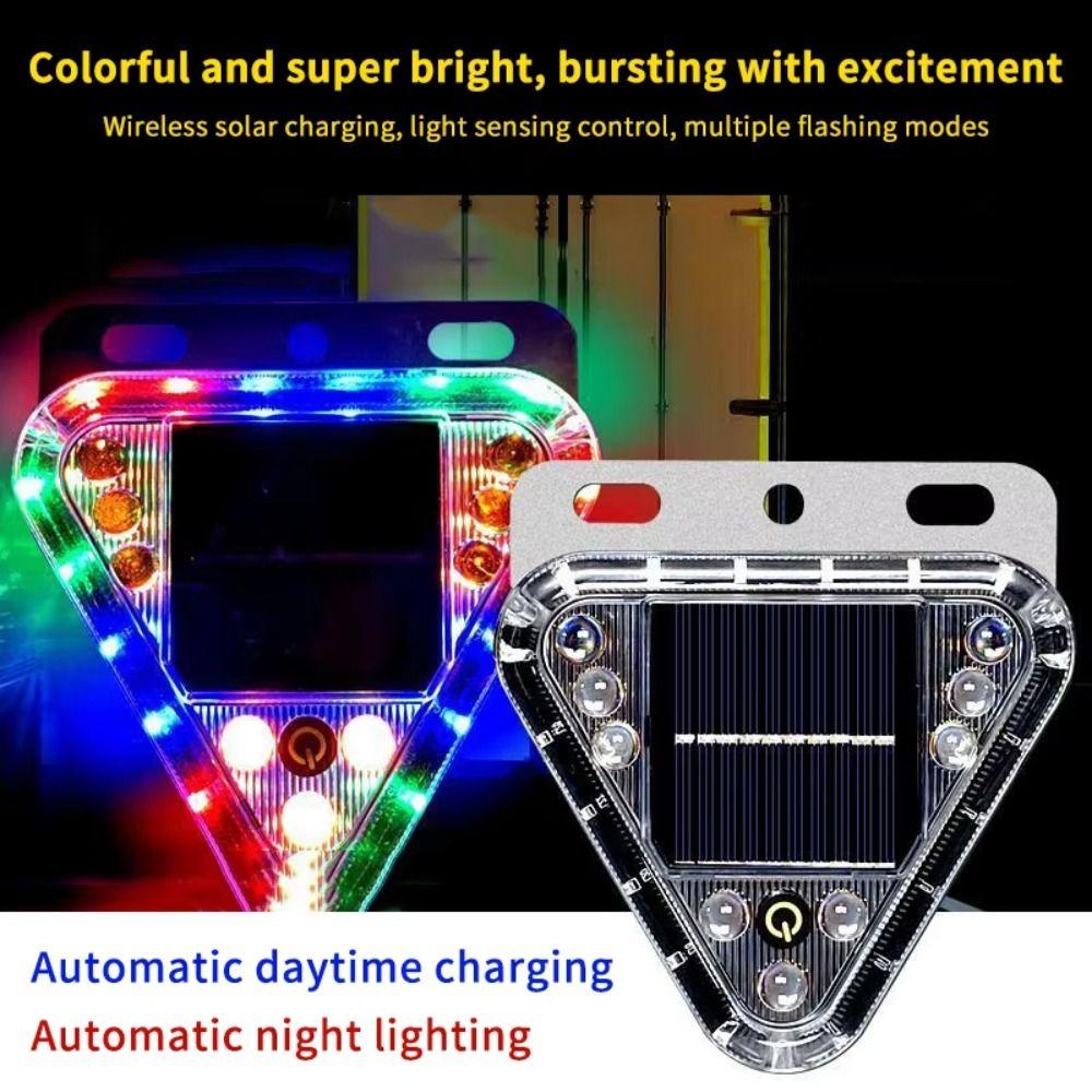 Multicolor LED LED Solar Warning Light Magnetic Base Strobe Flashing Triangle Lamp Motorcycle Use