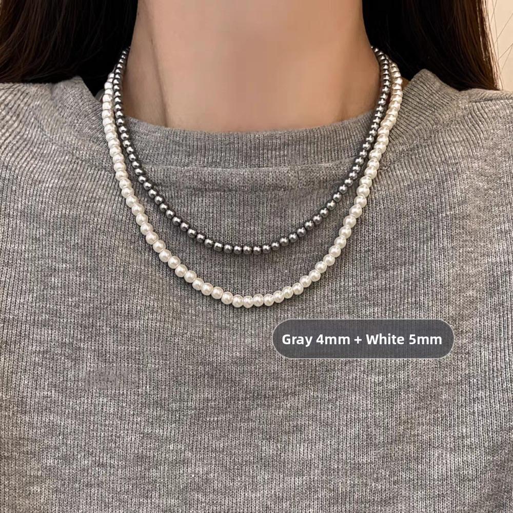 Beads Gray Pearl Necklace Imitation Clavicle Chain New Beaded Choker  Women