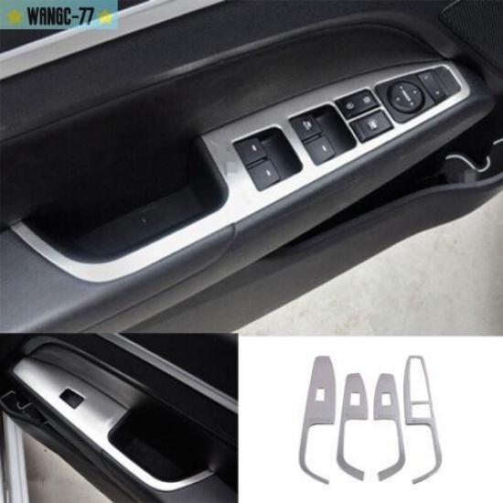 Silver Steel Window Lift Panel Switch Cover Trim For Hyundai Elantra 2016-