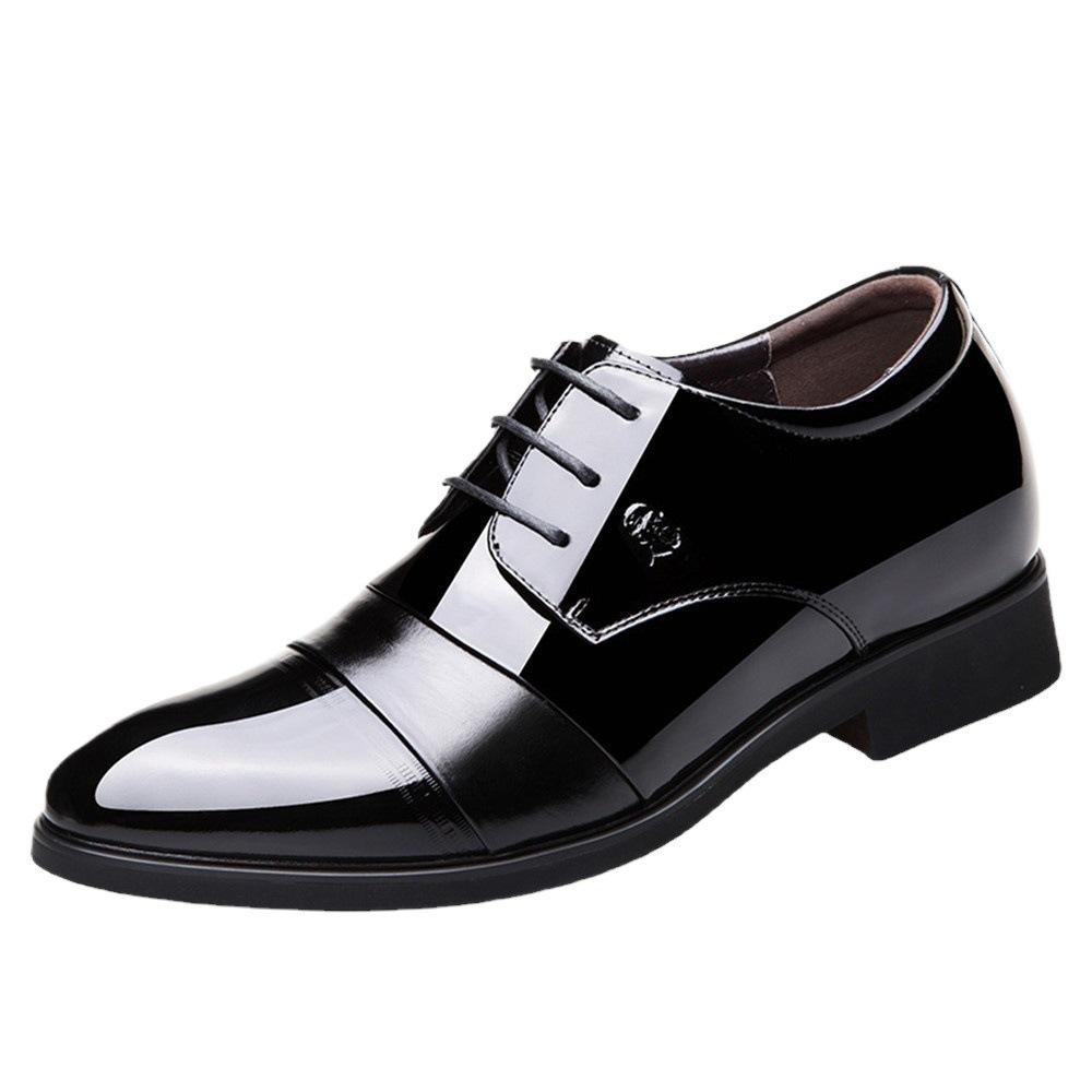 Men's Hollowed Out Inner Height Increase of 6CM Men's Shoes Business Formal Wear Breathable Wedding Groom's Leather Shoes