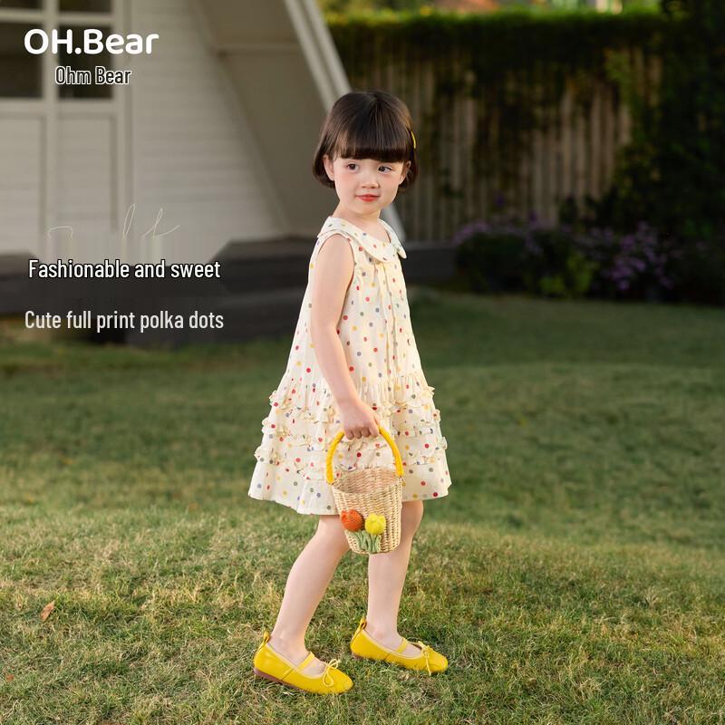 Ohm Bear Girls' Summer Polka Dot Sleeveless A-Line Dress