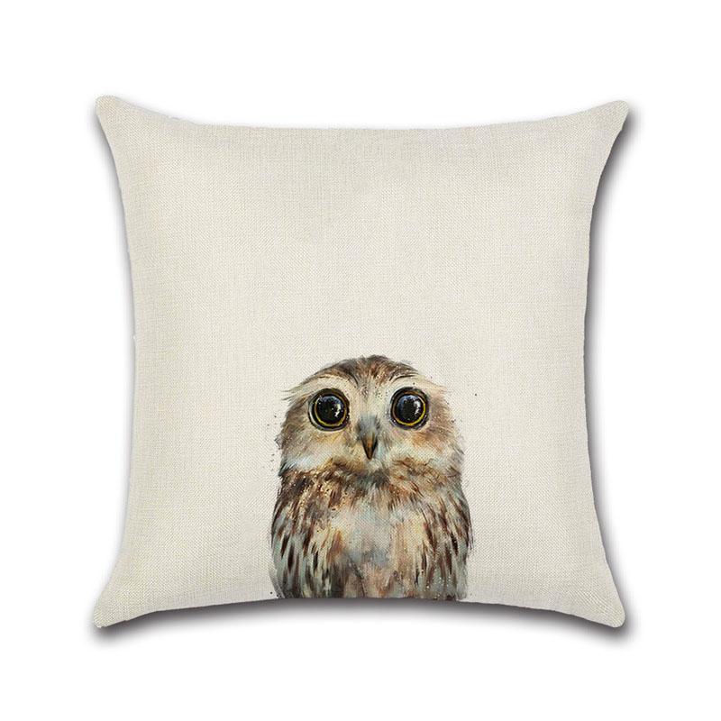 Cute Cartoon Rabbit Printed Cushion Cover Cotton Linen Bear Owl Pillow Case Sofa Decorative Pillowcases Cover Funda De Almohada