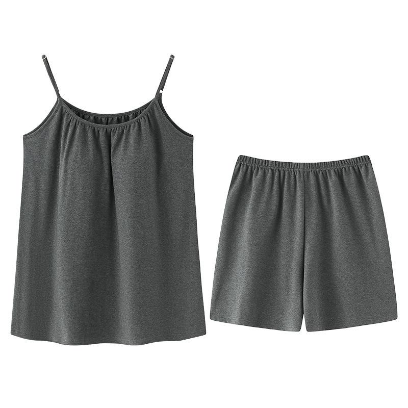 Pajamas with chest pads women's summer pure cotton new vest suspenders women's summer casual loungewear summer
