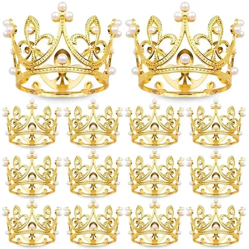 

Wholesale Mini Crown Plastic Crown Cake Decoration Princess Topper Pearl Tiara Children Hair Ornament DIY Cake Baking Decoration 1PC золотий