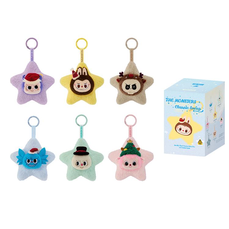 New POP MART LABUBU THE MONSTERS Classic Collection Shiny Plush Pendant Mystery Boxes Single Mystery Box/Full Box 6 Pcs PPMT-2411-0080
