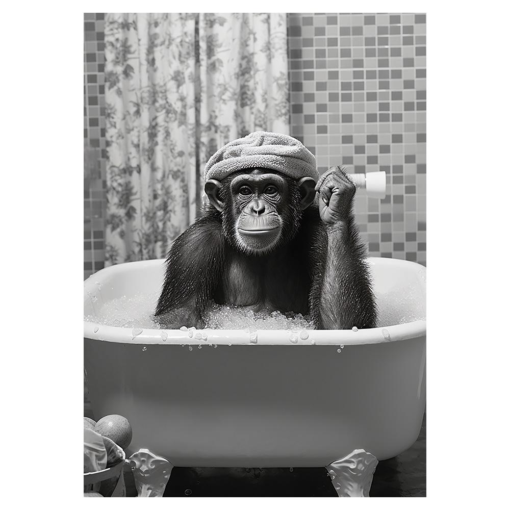 

Funny Bathroom Lion Sitting on Toilet Reading Newspaper Poster Modern Wall Art HD Picture Canvas Print For Room Home Decor 20x30cm