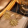 Europe and America Cross Border Fashion Hollowed-out Sun Stainless Steel Necklace Ring Suit Stylish Fancy Spiral Clavicle Chain