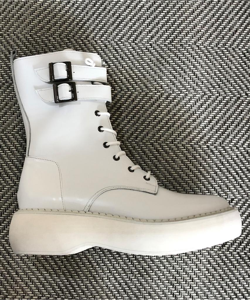 Joenshoe Magnum 2-Buckle Oversized Worker Boots White