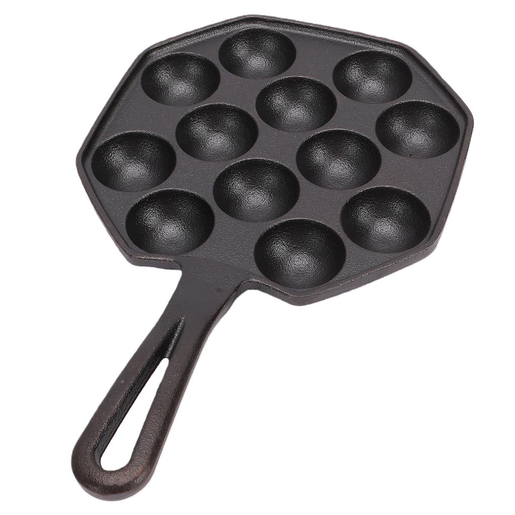 Litinová pánev na takoyaki, 12 otvorů, bez povrchové úpravy, nepřilnavá grilovací pánev na chobotnice pro domácí použití
