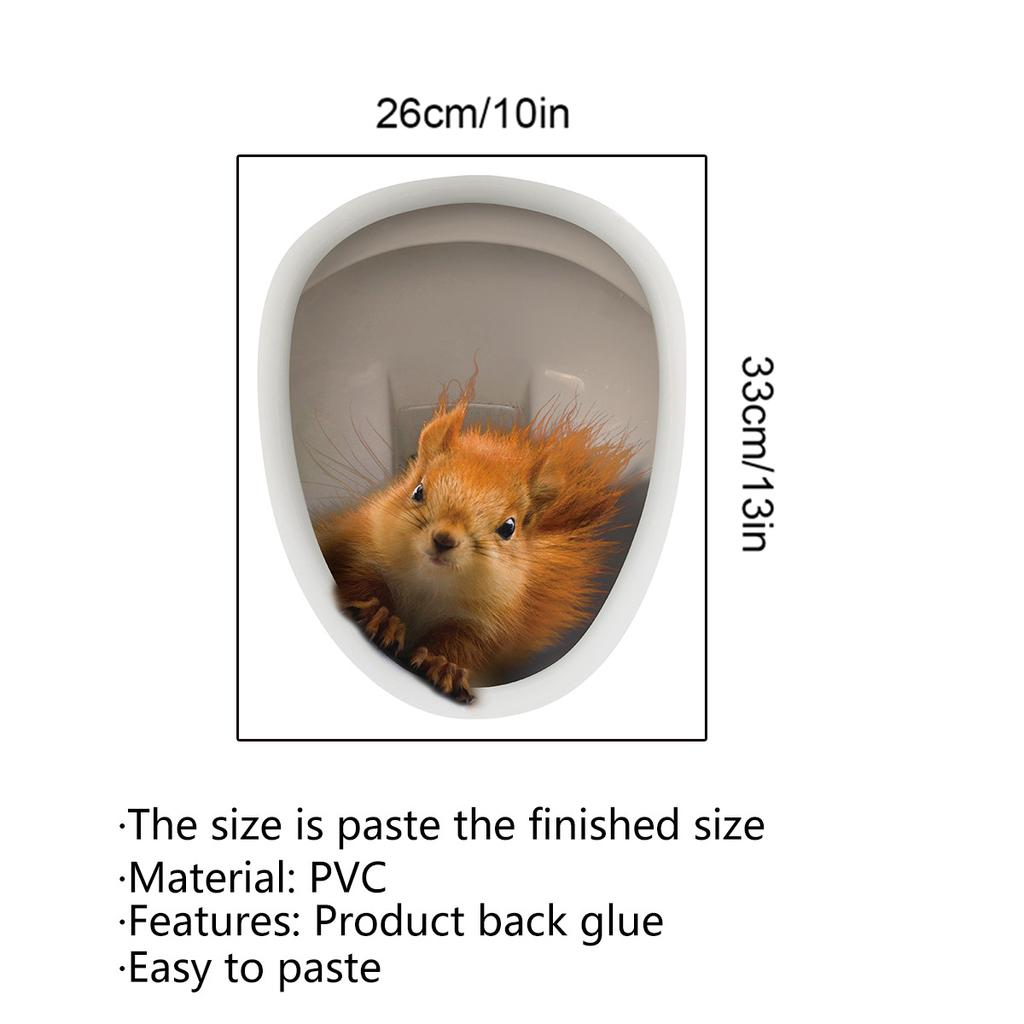 Sticker WC écureuil 272 - Autocollant Pour Abattant, Neuf, Déco Salle De Bain