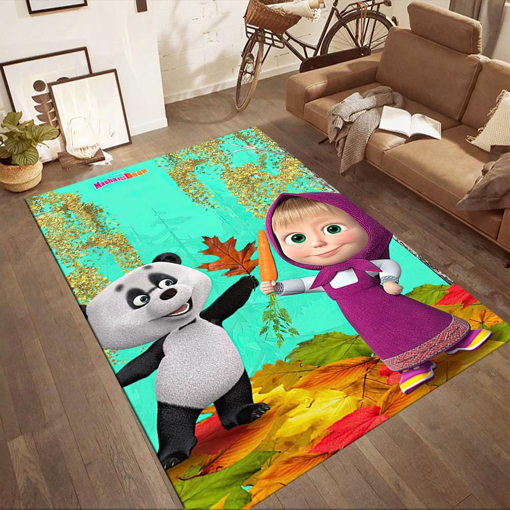 Masha Bear Area Rug Suitable for Balcony Playrooms Kitchen Dining Room Anti-slip Rug Anime Office Decor Spiritual Gift