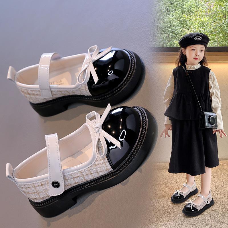 

Девочки Весенне-осенние кожаные туфли для детей среднего и старшего возраста, черно-белые туфли для выступлений на мягкой подошве 36 белый