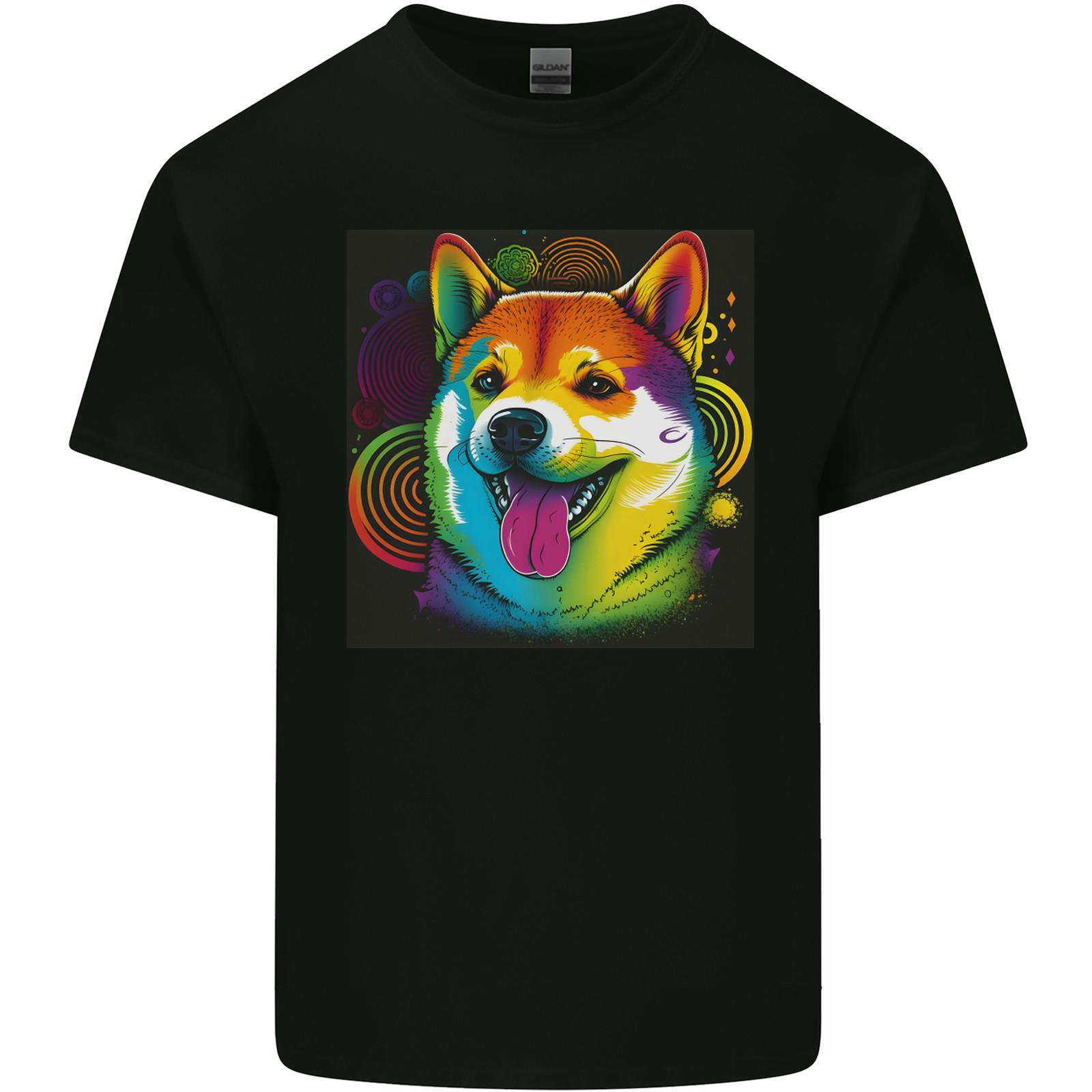 A Colourful Shiba Inu Dog Mens Light Cotton T-Shirt Mens Womens Tees Top 4XL
