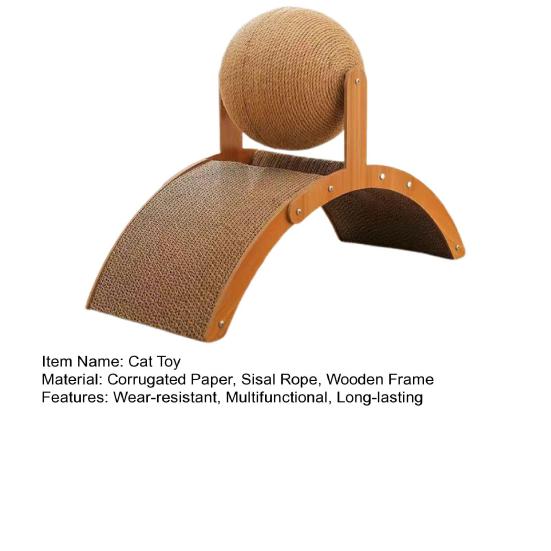 Cat Scratching Arch And Ball Interactive Cat Scratching Ball Arched Scratch Pad with Wooden Frame