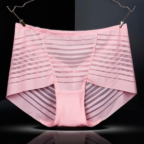 Dámské sexy pruhované síťované průsvitné kalhotky s vysokým pasem, bezešvé spodní prádlo s plným krytím, chlapecké šortky, stahovací kalhotky na břicho, boxerky
