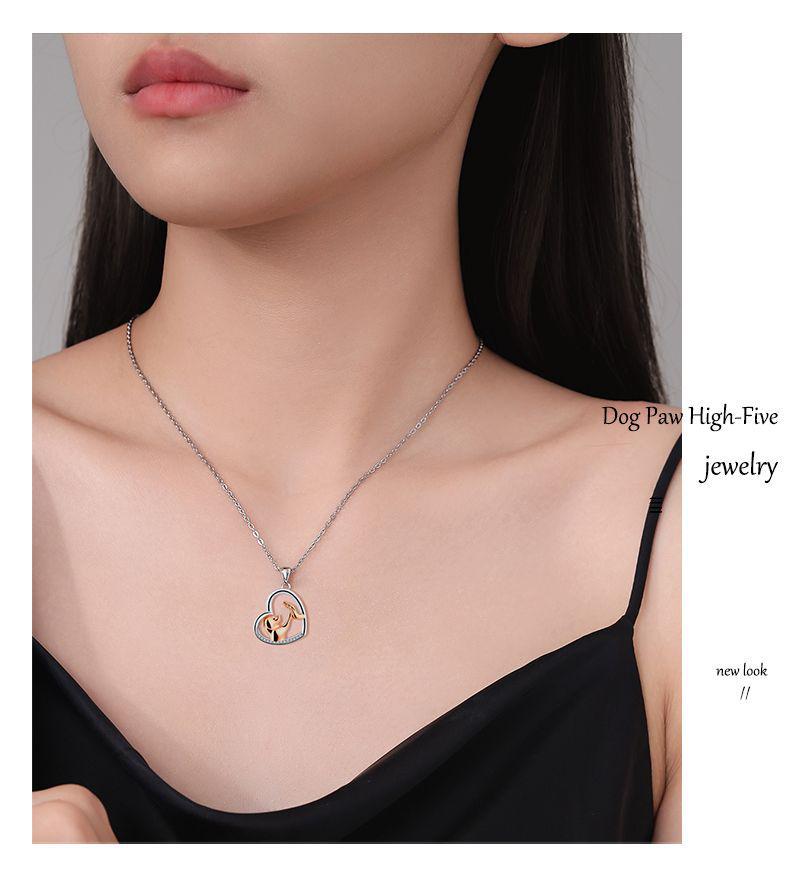 Animal Heart Dog Pendant Necklace - Trendy Cartoon Design for Women