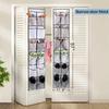 12 Pockets Over the Door Shoe Organizer Large Mesh Pockets With 2 Hooks Transparent Fabric Shoe Rack Storage Bag For Bedroom