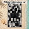 Quilt Theme Soft Beach Towel Personalized Custom Name Text Towel Portable for Beach Pool Travel